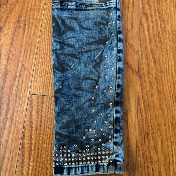 RARE * ROBIN’S JEANS MOTORCYCLE MOTO ACID WASH STUDDED JEANS * Cut 606966 * Y2K - Picture 15 of 16